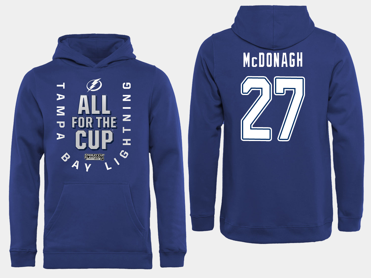 NHL Men adidas Tampa Bay Lightning 27 McDonagh blue All for the Cup Hoodie